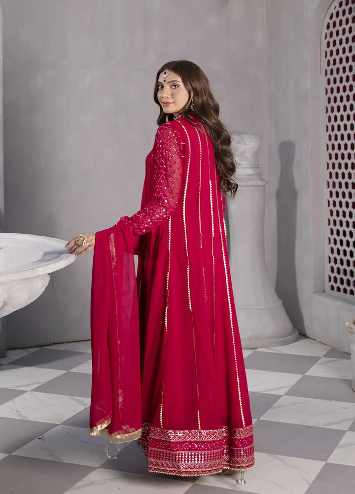 Manahils Pret Embroidered Chiffon 3 Piece Suit KURTI 106 Shocking Pink