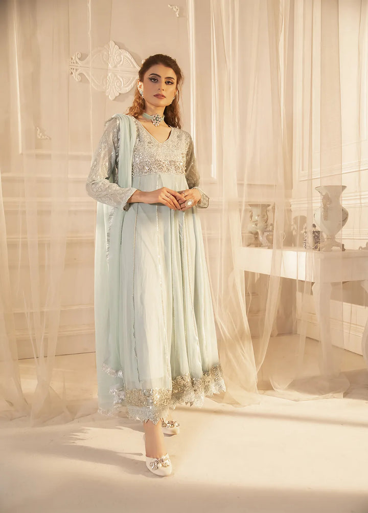 Manahils Pret Embroidered Chiffon 3 Piece Suit KURTI 108 Green