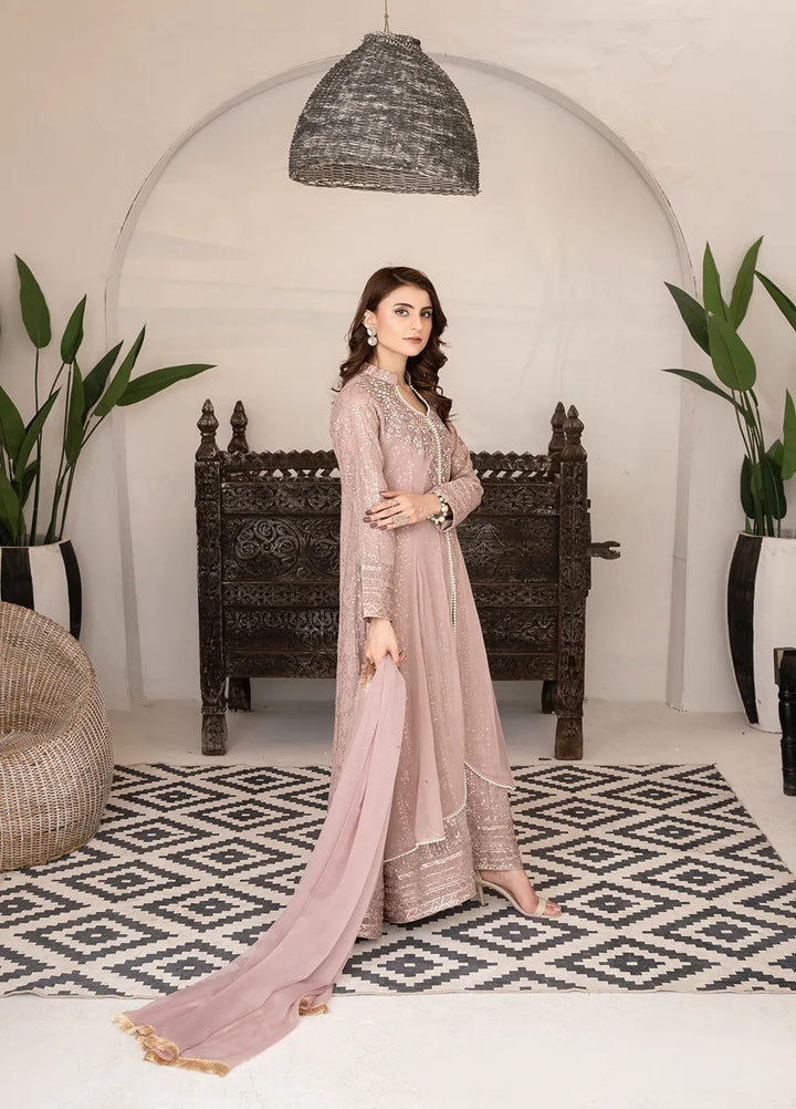 Manahils Pret Embroidered Chiffon 3 Piece Suit KURTI 125 Lilac