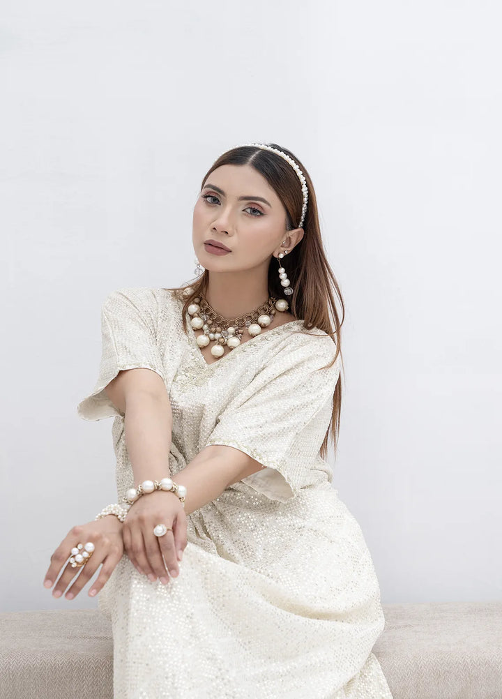 Manahils Pret Embroidered Chiffon 2 Piece Suit Wa 03-Off White