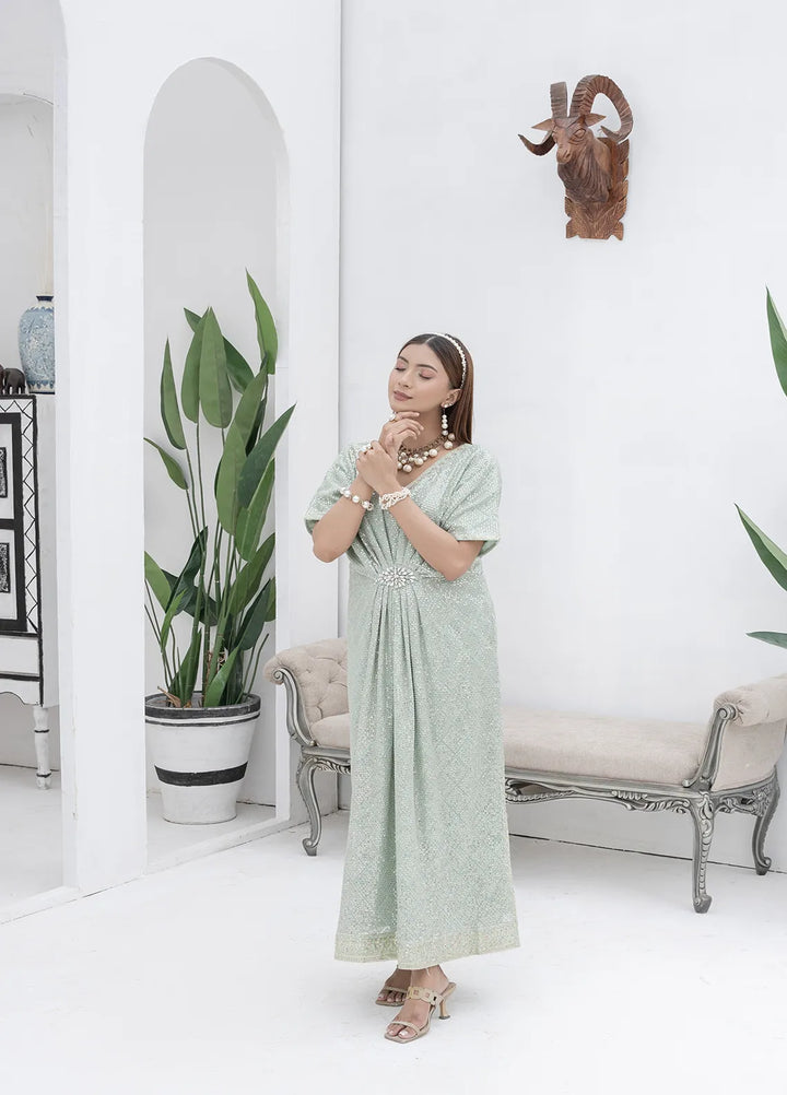 Manahils Pret Embroidered Chiffon 2 Piece Suit Wa 03-Pastel Green