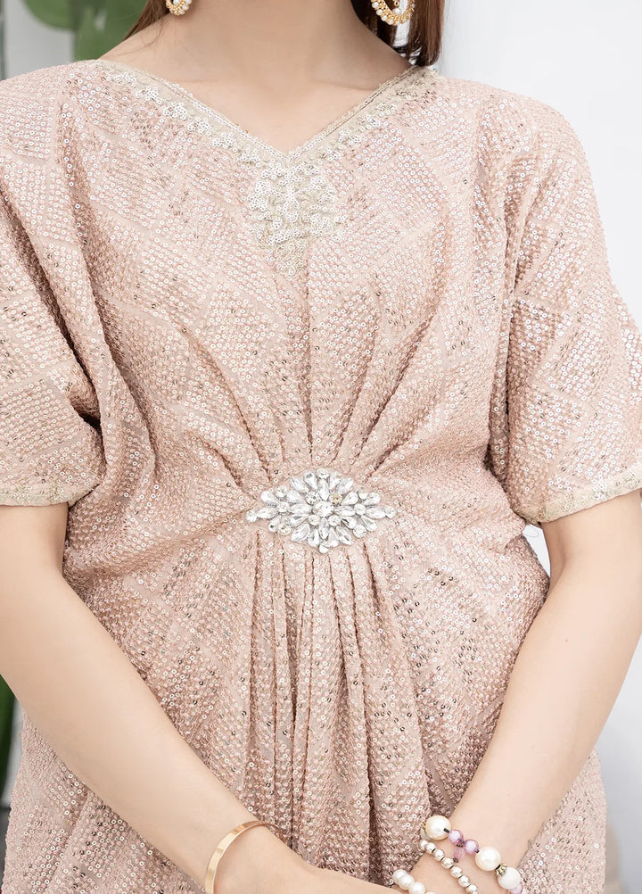 Manahils Pret Embroidered Chiffon 2 Piece Suit Wa 03-Peach