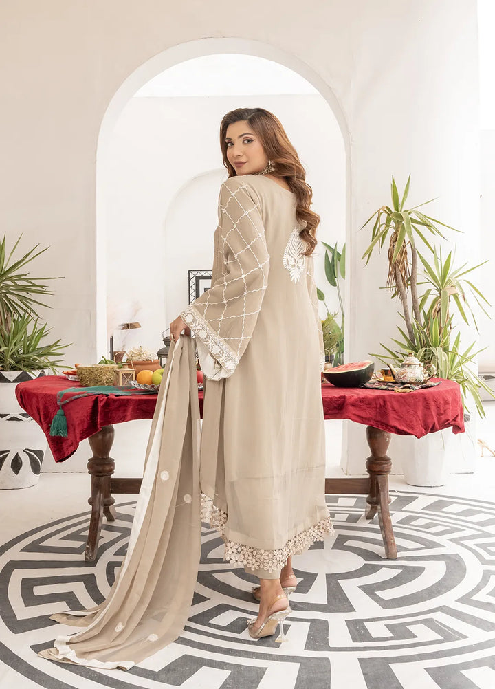 Manahils Pret Embroidered Chiffon 3 Piece Suit WA 07 Beige