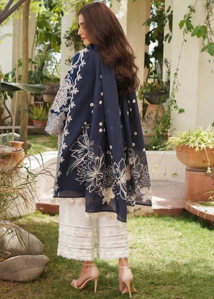 Manara Embroidered Lawn Suit Unstitched 3 Piece MNA24L ML-01 Sapphire - Luxury Collection