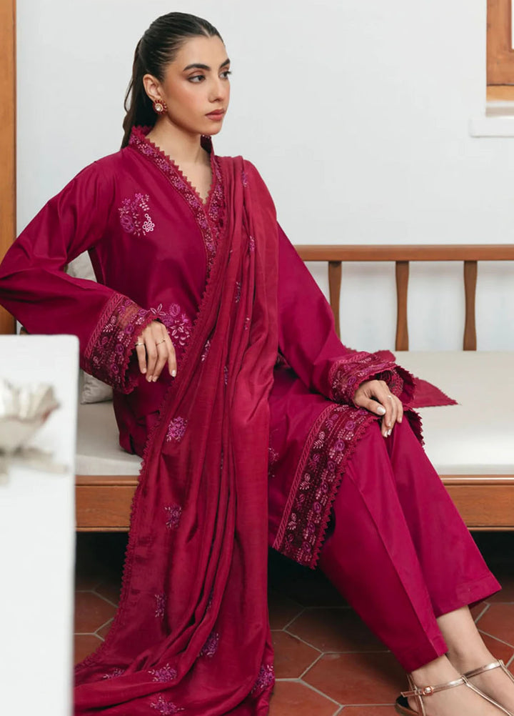 Mannat Clothing Pret Embroidered Lawn 3 Piece Suit Carnation