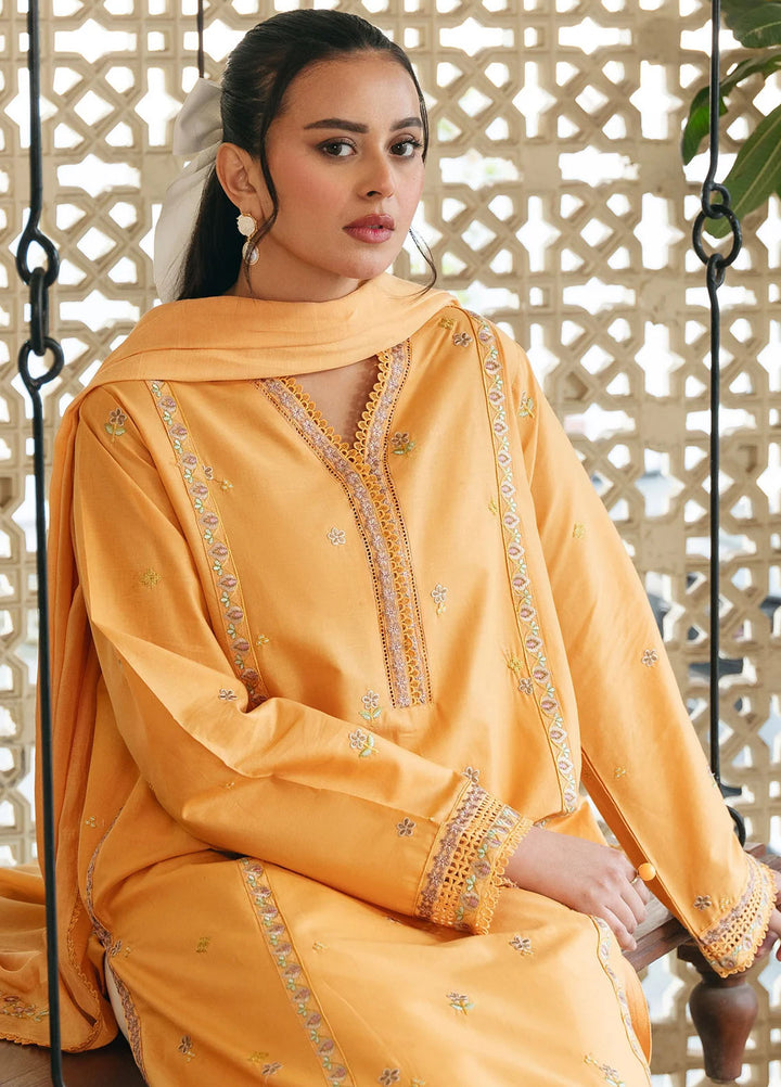 Mannat Clothing Pret Embroidered Lawn 3 Piece Suit Daffodil