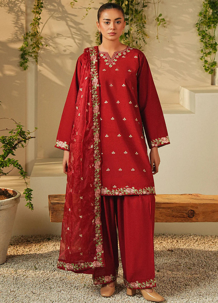 Mannat Clothing Pret Embroidered Viscose 3 Piece Suit Rose