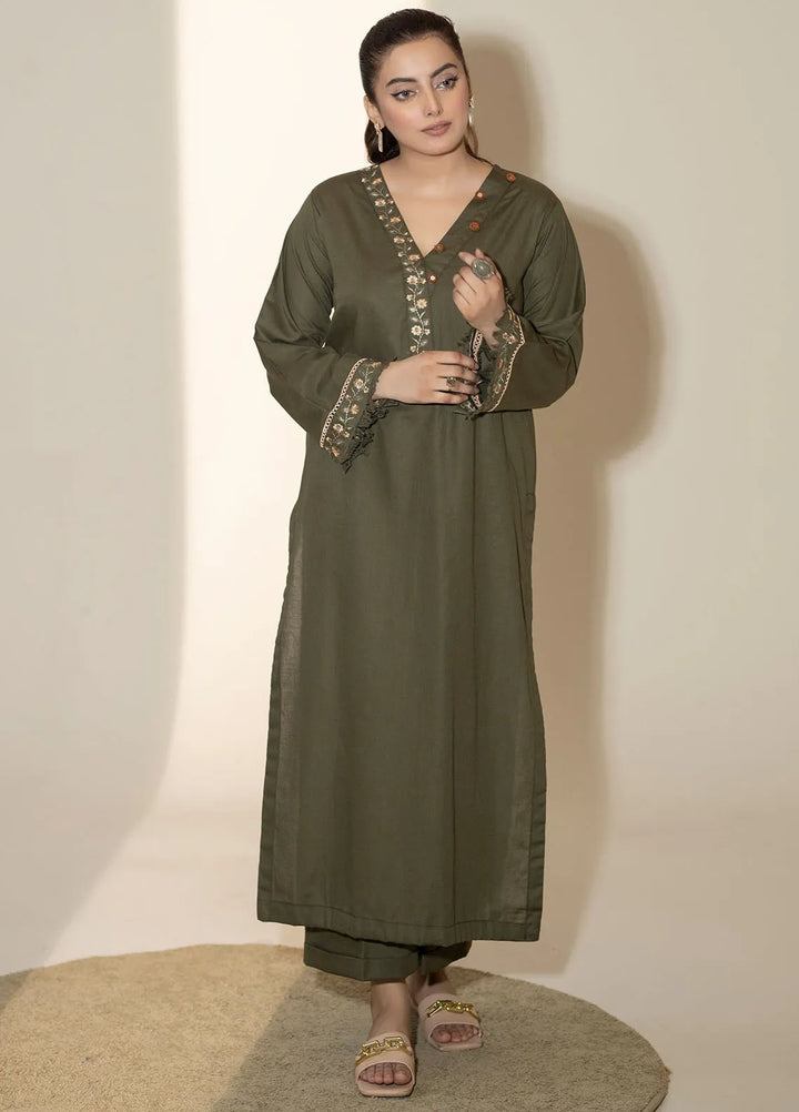 Mannat Clothing Pret Printed Light Khaddar 2 Piece Suit Sage