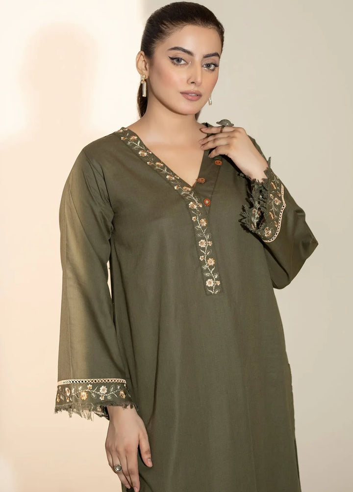 Mannat Clothing Pret Printed Light Khaddar 2 Piece Suit Sage