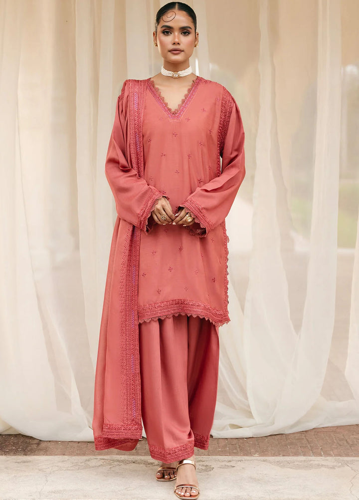 Mannat Pret Embroidered Raw Silk 3 Piece Suit Emery