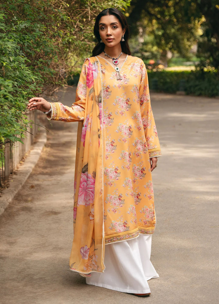 Mannat Pret Printed Cotton Lawn 3 Piece Suit Honey