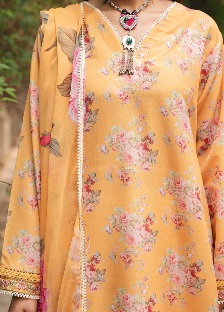 Mannat Pret Printed Cotton Lawn 3 Piece Suit Honey