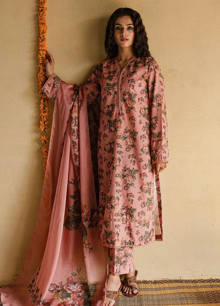 Mannat Pret Printed Raw Silk 3 Piece Suit Roohi