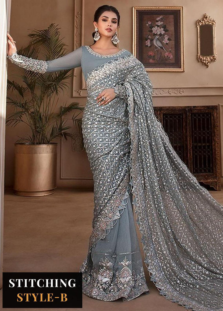 Maria B Embroidered Organza Suits Unstitched 4 Piece MB23MH D2 - Luxury Collection