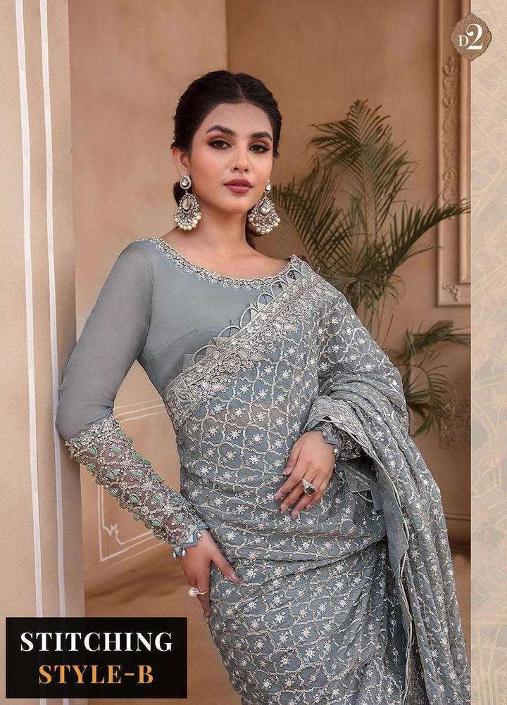 Maria B Embroidered Organza Suits Unstitched 4 Piece MB23MH D2 - Luxury Collection