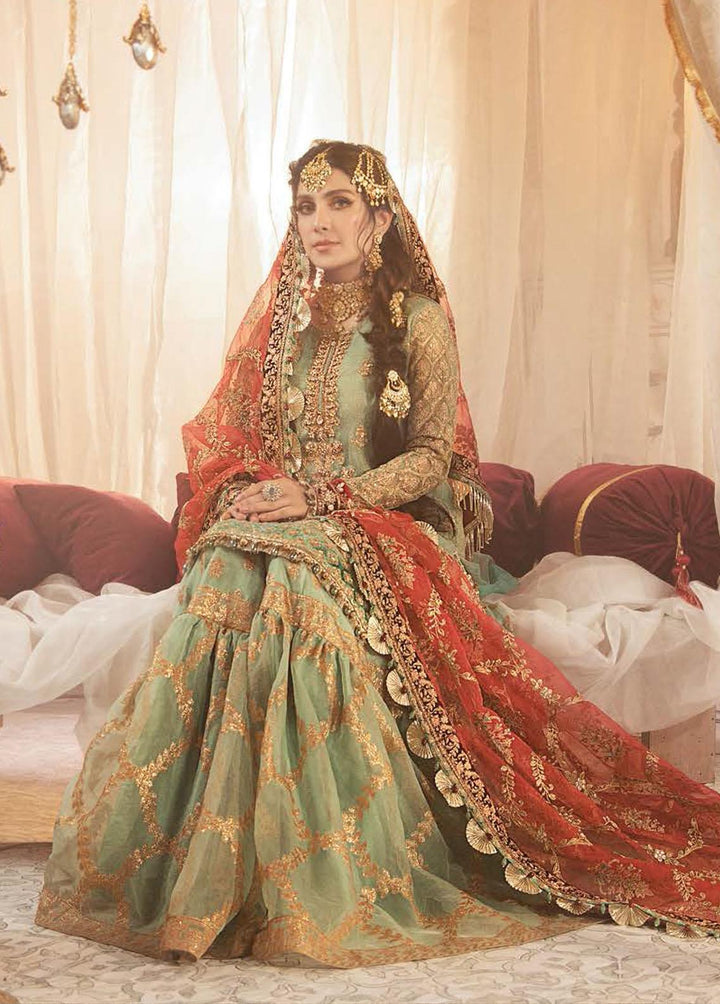 Mbroidered By Maria B Embroidered Cotton Coral in Sea green Suit Unstitched 3 Piece MB21WD D3 - Wedding Collection