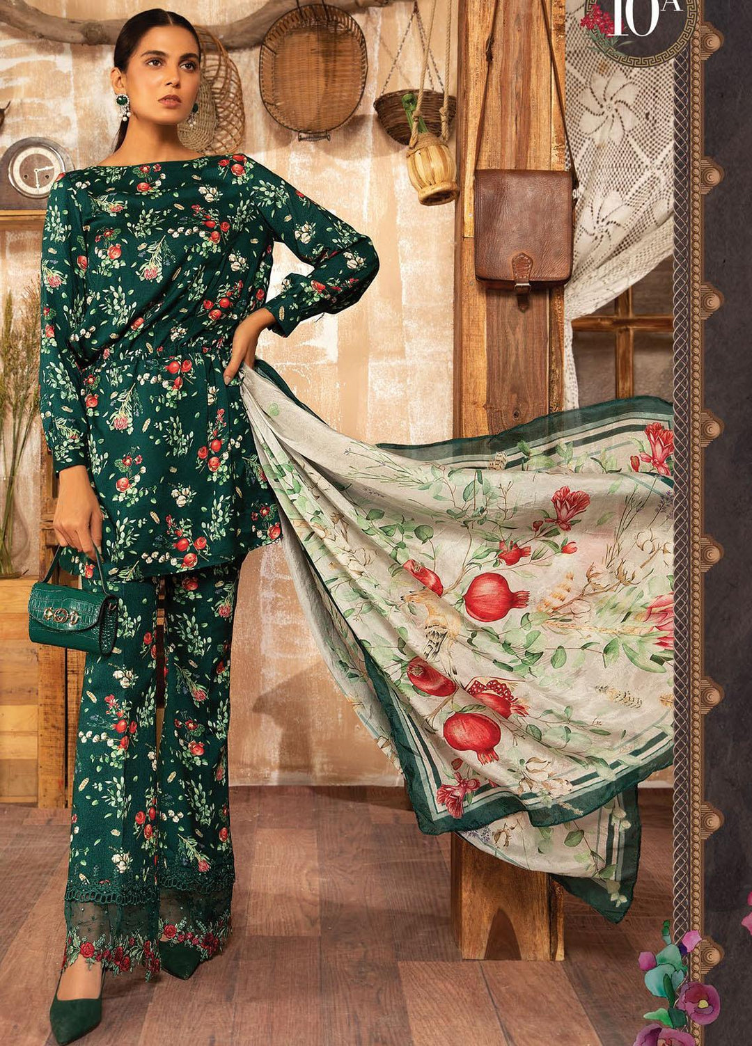 Maria B Embroidered Dobby Linen Suits Unstitched 3 Piece MB21PW 10-A - Winter Collection