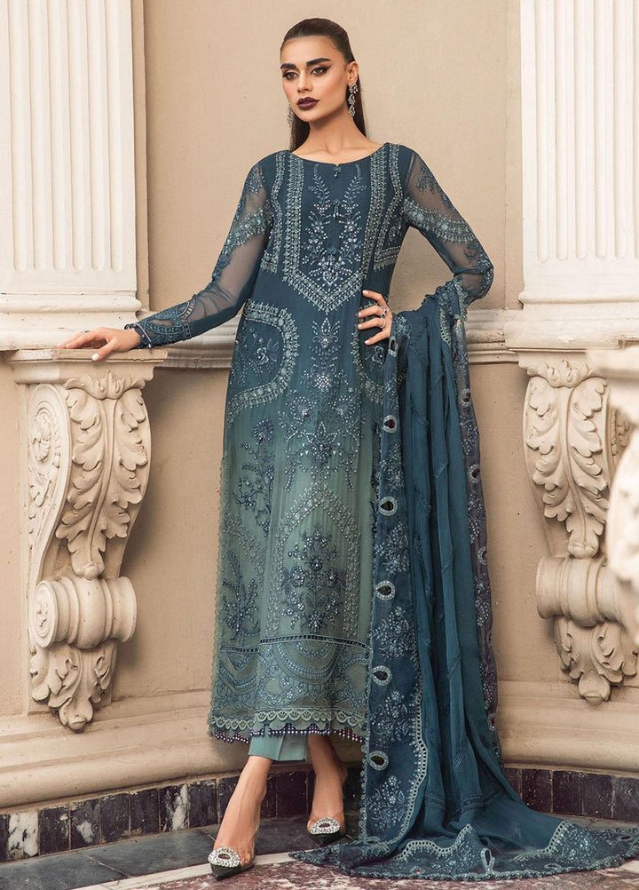 Maria B Embroidered Chiffon Suits Unstitched 4 Piece MB23SC D2 - Luxury Collection