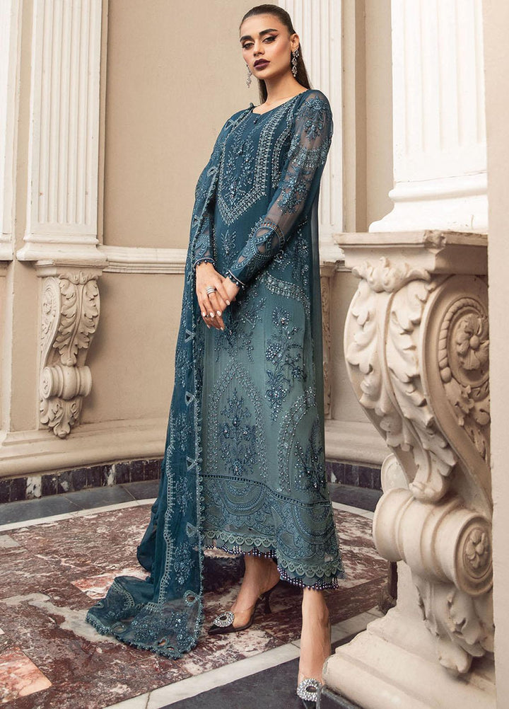 Maria B Embroidered Chiffon Suits Unstitched 4 Piece MB23SC D2 - Luxury Collection