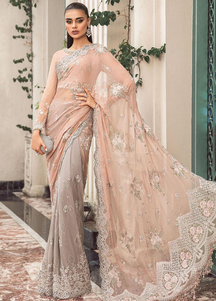 Maria B Embroidered Chiffon  Unstitched Saree MB23SC D5 - Luxury Collection