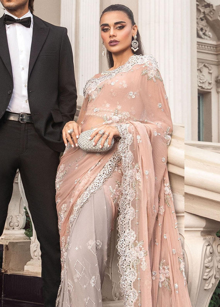 Maria B Embroidered Chiffon  Unstitched Saree MB23SC D5 - Luxury Collection