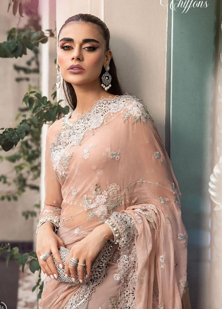 Maria B Embroidered Chiffon  Unstitched Saree MB23SC D5 - Luxury Collection