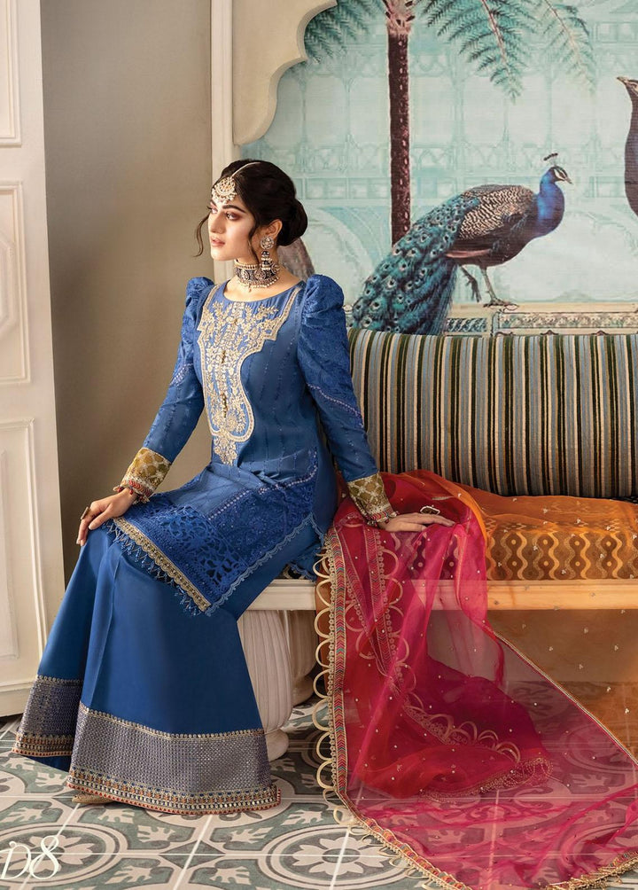 Sateen By Maria B Embroidered Cotton Satin Suits Unstitched 3 Piece MB23S D8 - Luxury Collection
