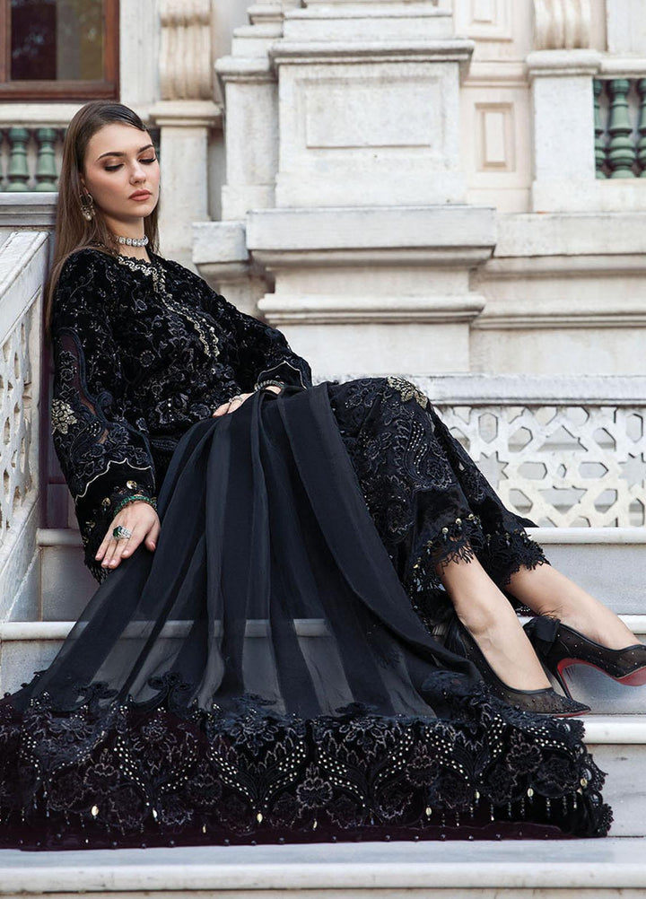 Maria B Embroidered Velvet Suits Unstitched 3 Piece MB23LN D11 - Luxury Winter Collection