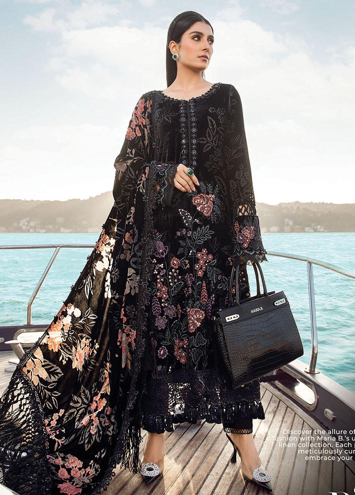 maria b velvet shawl suit