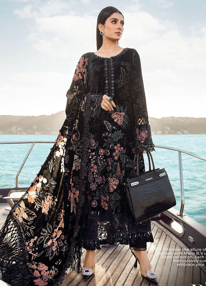 Maria B Embroidered Velvet Suits Unstitched 3 Piece MB23LN D2 - Luxury Winter Collection