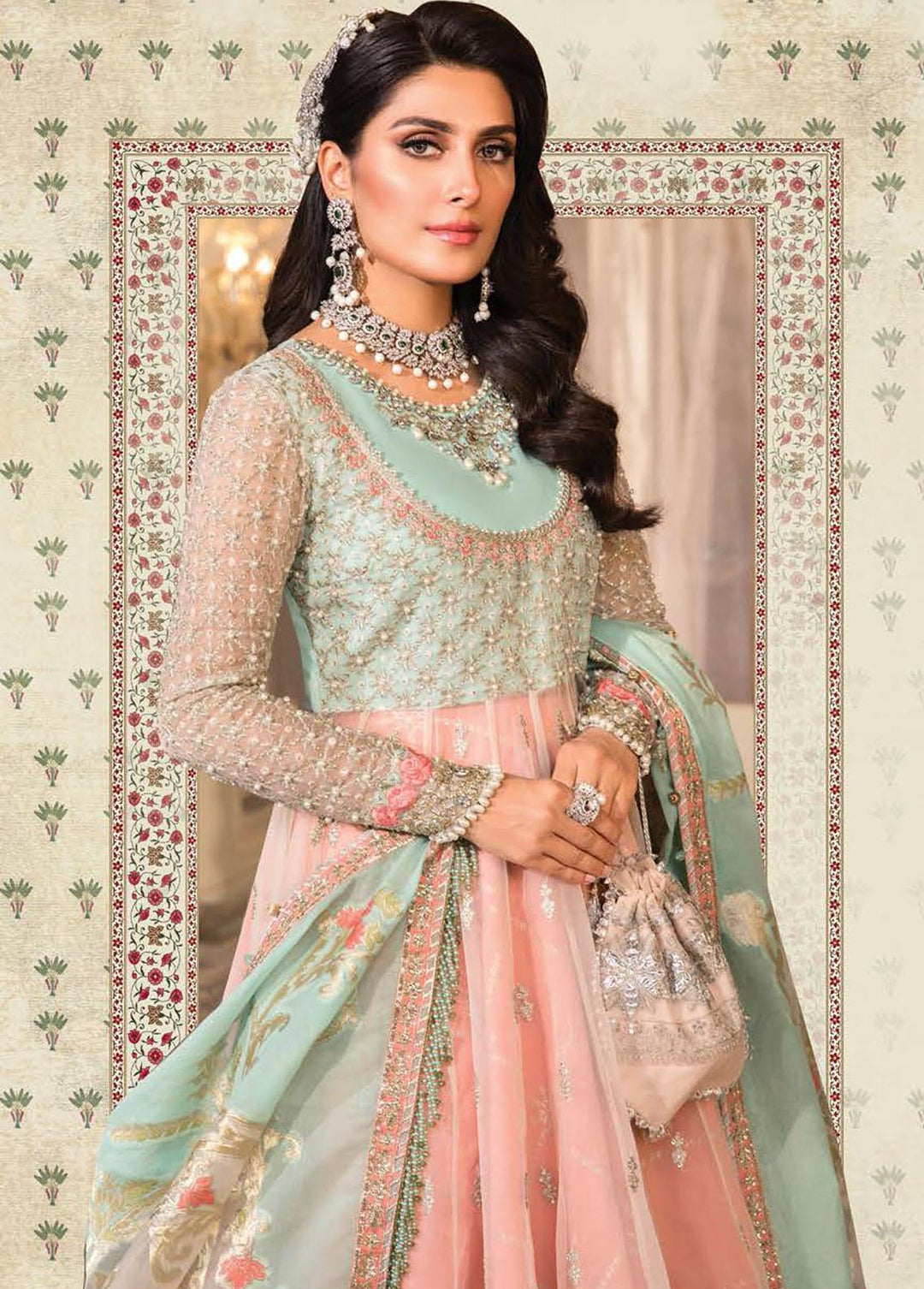 Mbroidered By Maria B Embroidered Organza Suits Unstitched 3 Piece MB22M D8 - Luxury Collection