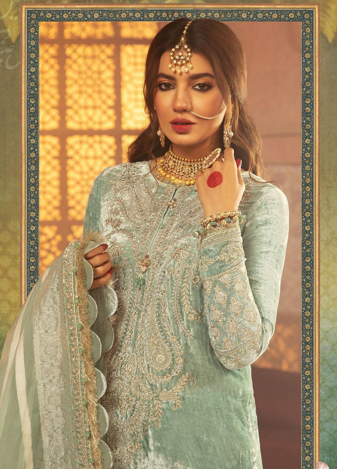 Maria B Embroidered Velvet Suits Unstitched 3 Piece MB21V D2 - Luxury Collection