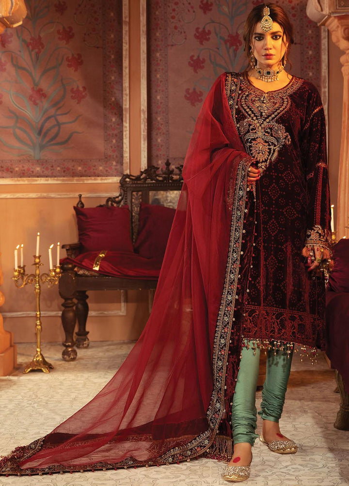 Maria B Embroidered Velvet Suits Unstitched 3 Piece MB21V D5 - Luxury Collection