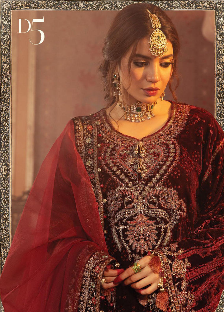 Maria B Embroidered Velvet Suits Unstitched 3 Piece MB21V D5 - Luxury Collection
