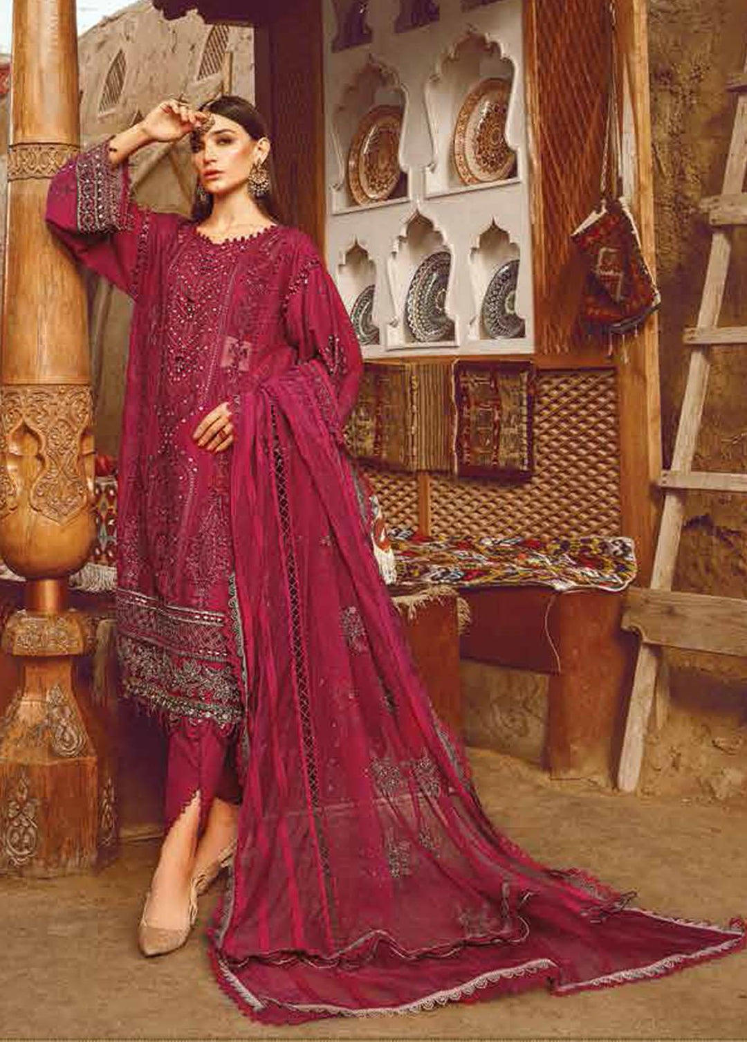 Voyage A Luxe By Maria B Embroidered Lawn Suits Unstitched 3 Piece MB23V 11B - Eid Collection