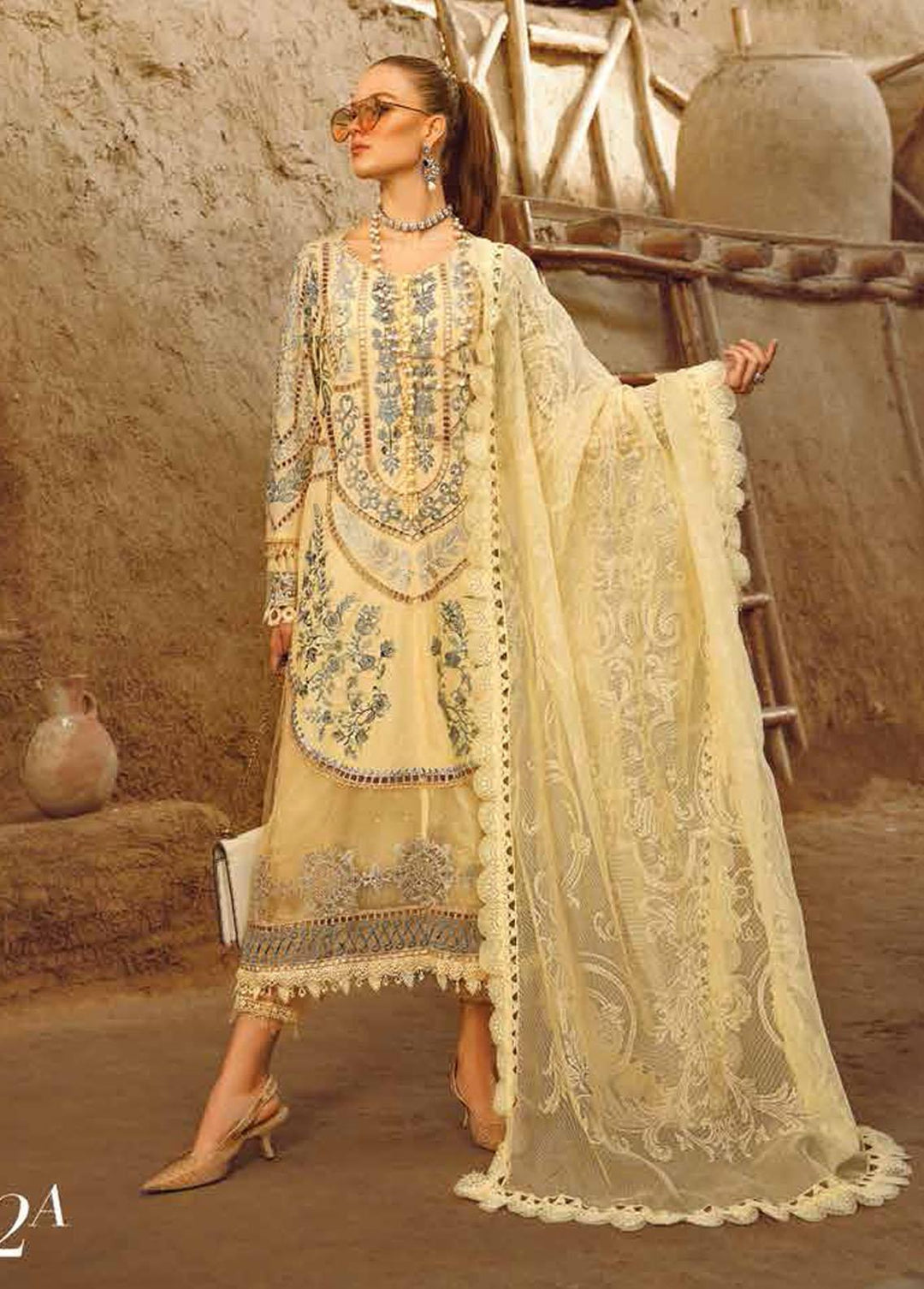 Voyage A Luxe By Maria B Embroidered Lawn Suits Unstitched 3 Piece MB23V 12A - Eid Collection