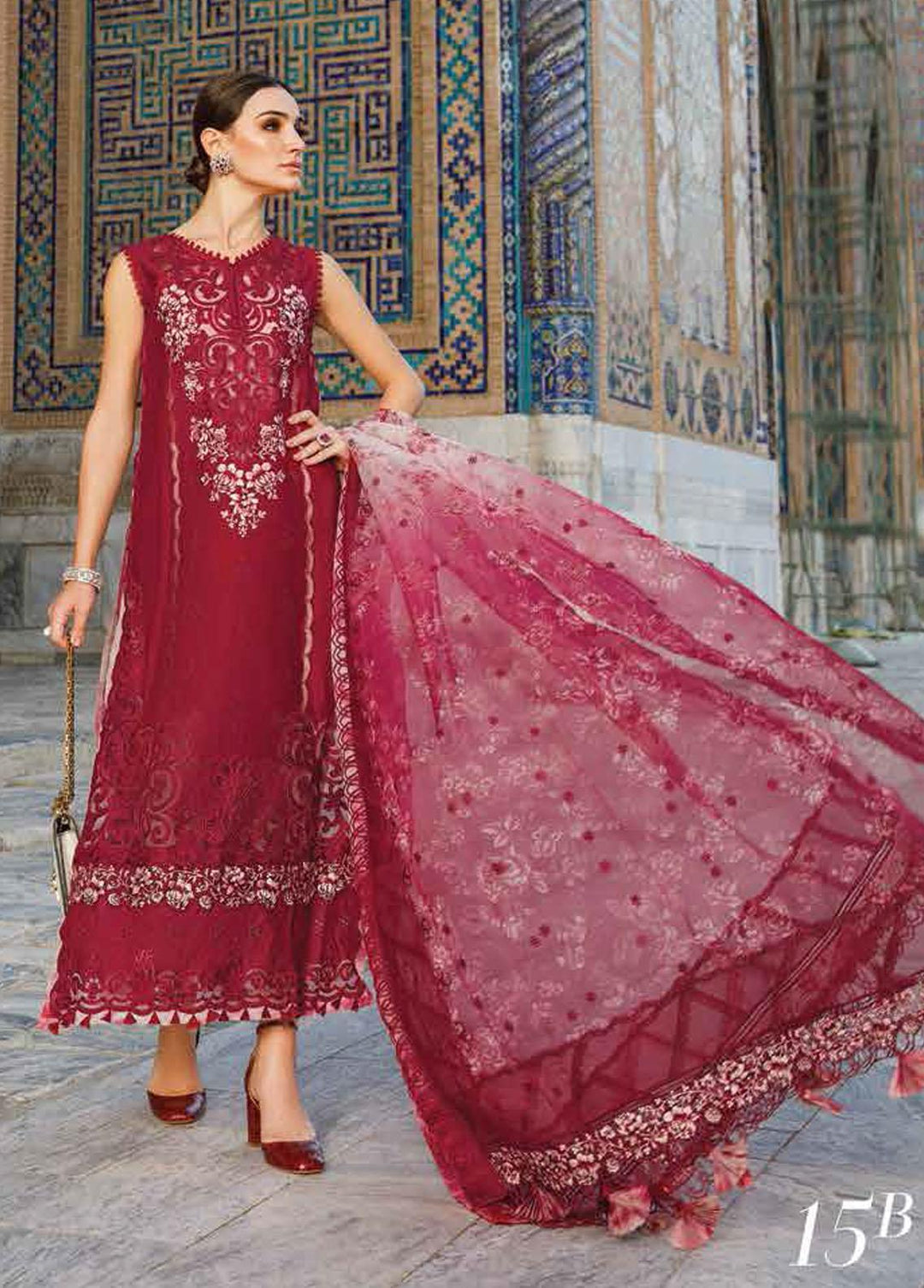 Voyage A Luxe By Maria B Embroidered Lawn Suits Unstitched 3 Piece MB23V 15B - Eid Collection
