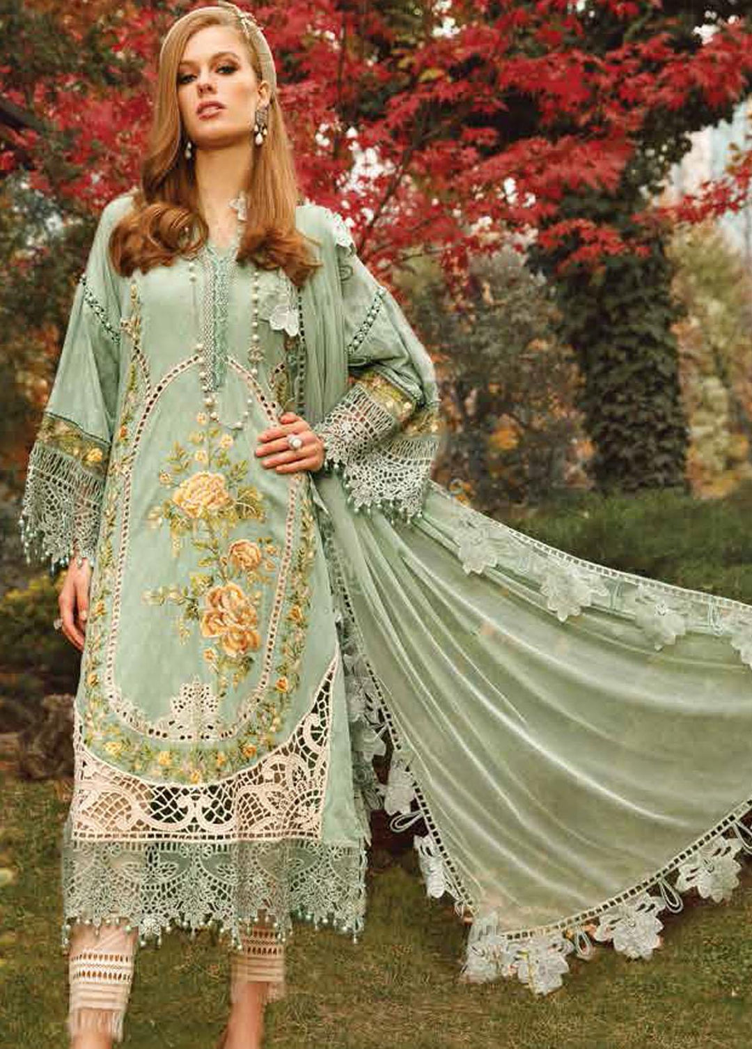 Voyage A Luxe By Maria B Embroidered Lawn Suits Unstitched 3 Piece MB23V 2B - Eid Collection
