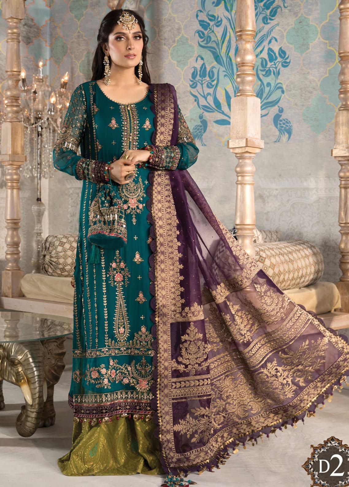 Maria B Embroidered Chiffon Suits Unstitched 3 Piece MB25CU D-06 - Formals Collection