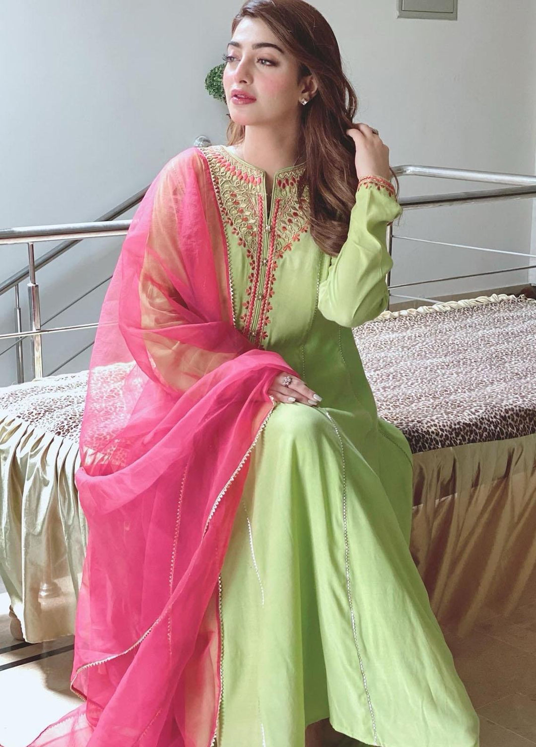 Maroon by Iqra Chaudhry Pret Embroidered Viscose 3 Piece MIC22PW Apple Green