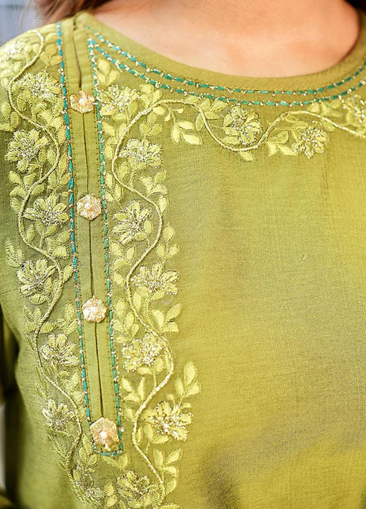 Maroon by Iqra Chaudhry Pret Embroidered Khaadi Silk 3 Piece Suit MIC22PW OLIVE