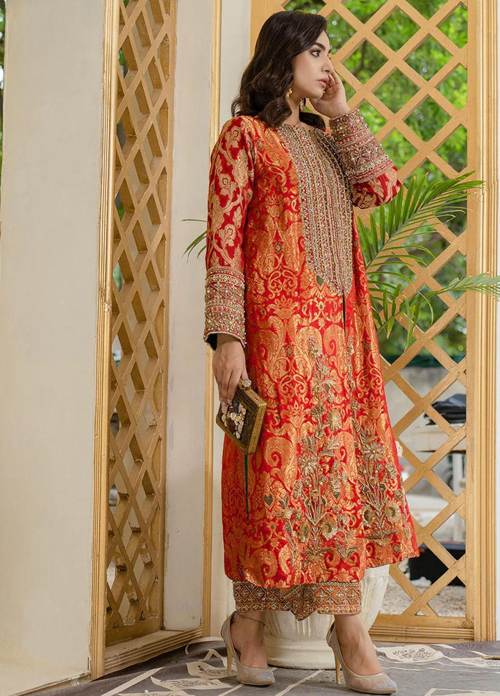 Maroon by Iqra Chaudhry Pret Embroidered Raw Silk 3 Piece Suit Aragon