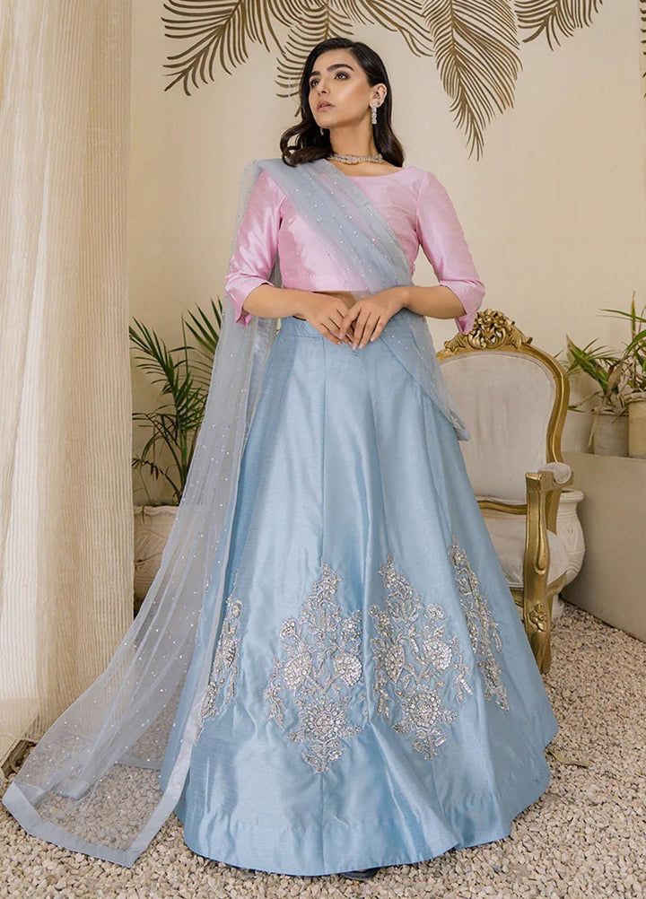 Maroon by Iqra Chaudhry Pret Embroidered Raw Silk 3 Piece Suit Blue Heavens