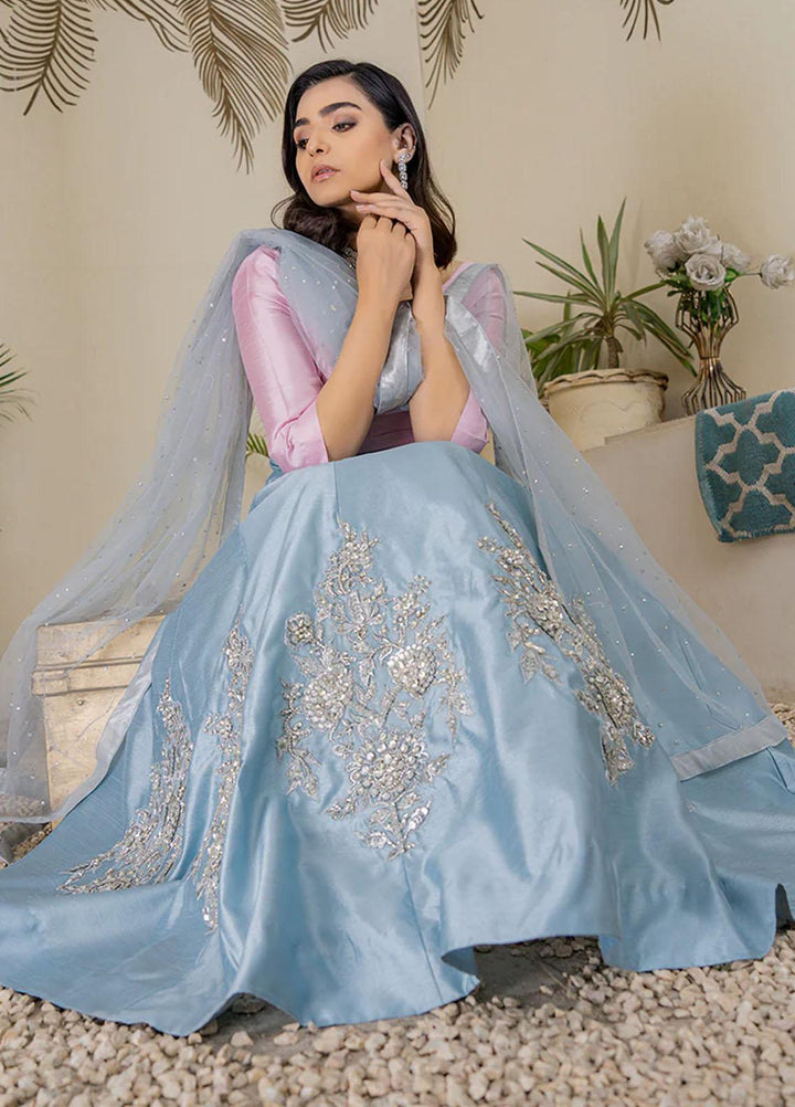 Maroon by Iqra Chaudhry Pret Embroidered Raw Silk 3 Piece Suit Blue Heavens