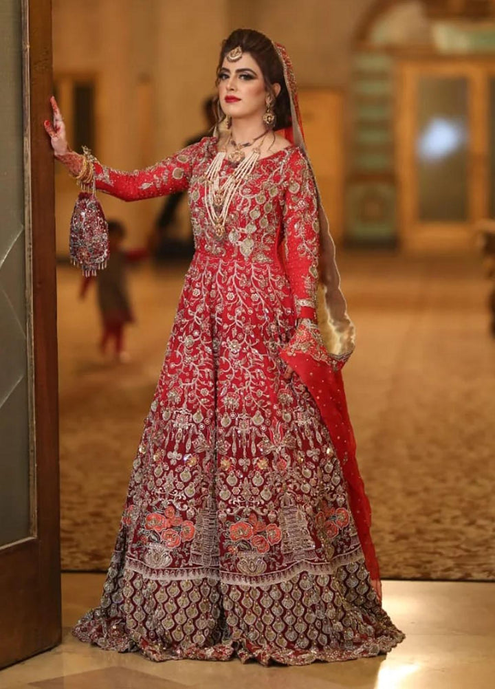 Maroon by Iqra Chaudhry Pret Embroidered Net 3 Piece Suit Laal Shehnai