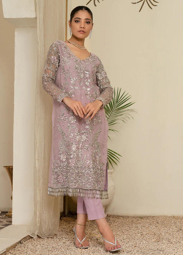 Maroon by Iqra Chaudhry Pret Embroidered Organza 3 Piece Suit Lavender Dust