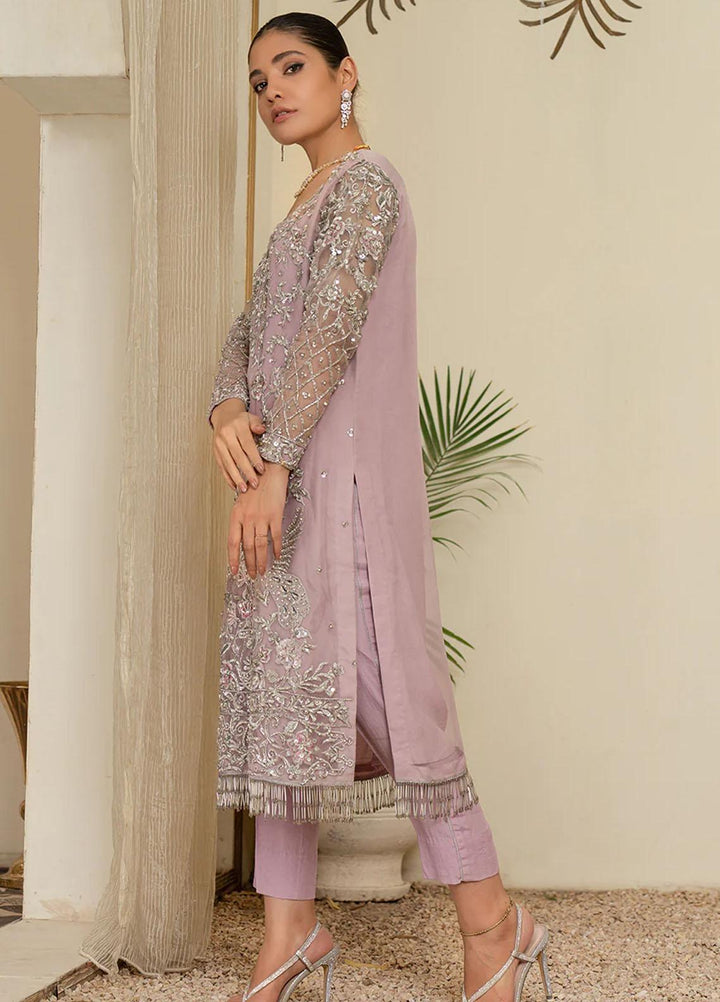 Maroon by Iqra Chaudhry Pret Embroidered Organza 3 Piece Suit Lavender Dust