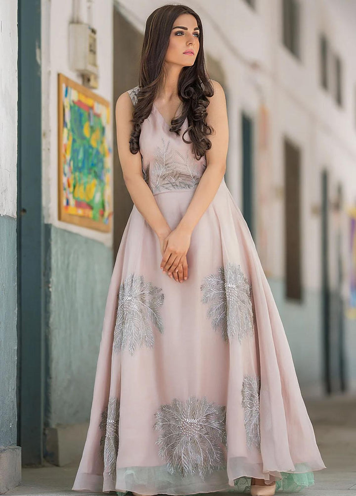 Maroon by Iqra Chaudhry Pret Embroidered Organza Gown Palm Dress