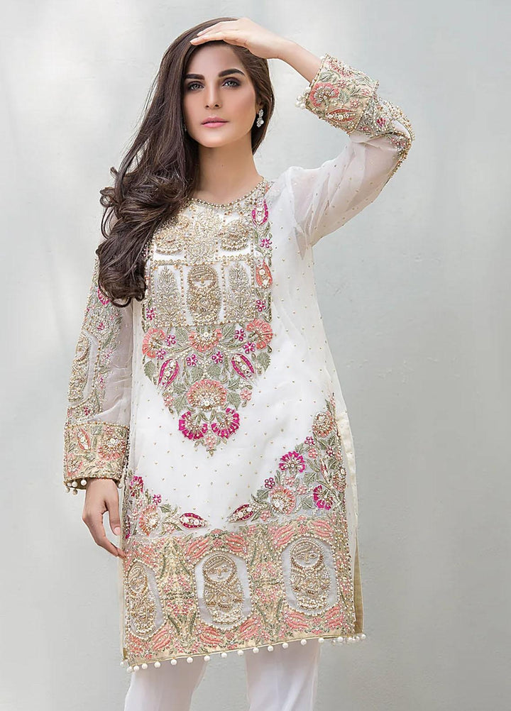 Maroon by Iqra Chaudhry Pret Embroidered Organza 3 Piece Suit Regal White