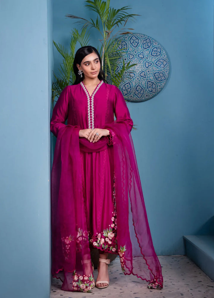 Maroon by Iqra Chaudhry Pret Embroidered Cotton Net 3 Piece Suit Flora